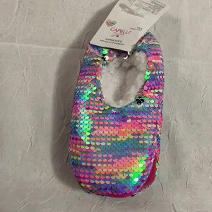 Capelli New York  Sequin Slipper Socks M/L reversible sequins multicolor